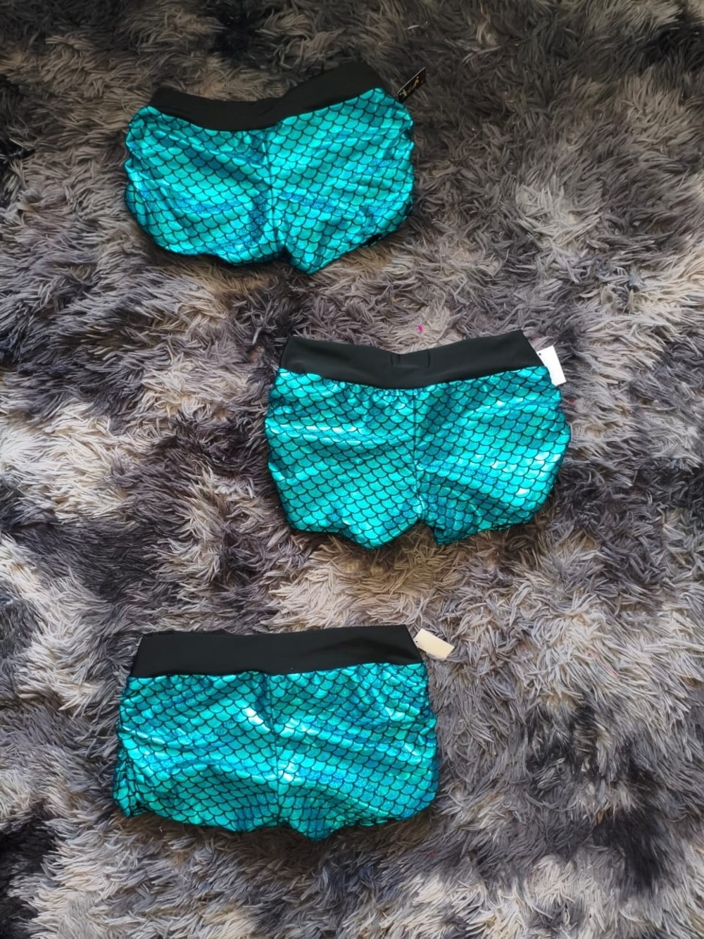 Mermaid Shiny Scale Pole Shorts - Teal